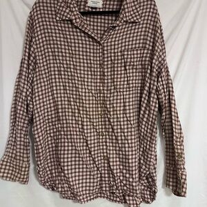American Eagle Outfitters Brown Plaid Shirt